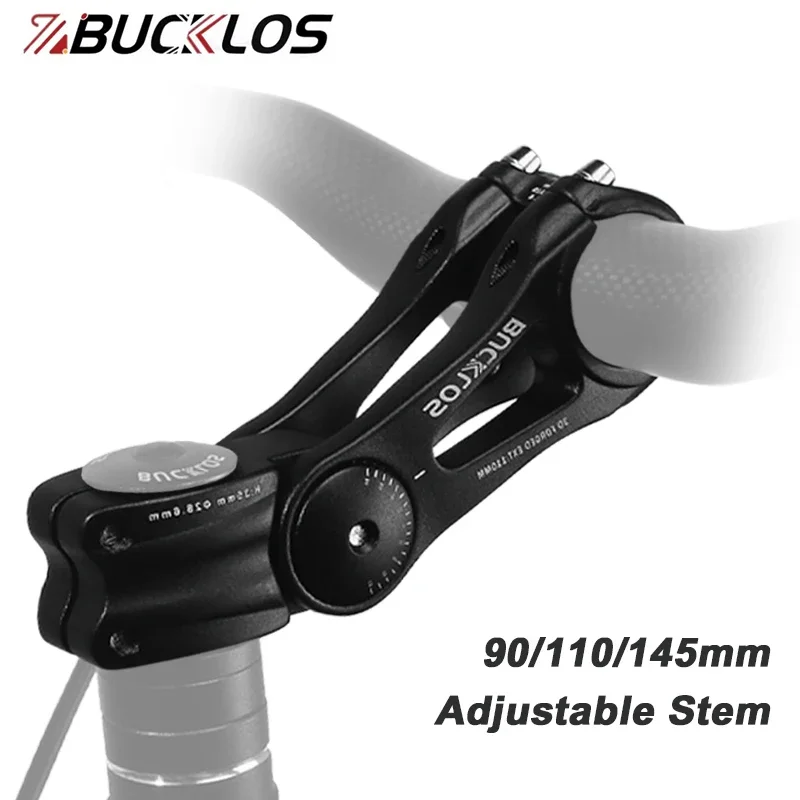 BUCKLOS Bike Adjustable Stem 31.8mm MTB Power 80 Degree Bicycle Table Stem 90mm/110mm/145mm Bicycle Handlebar Extender Stem