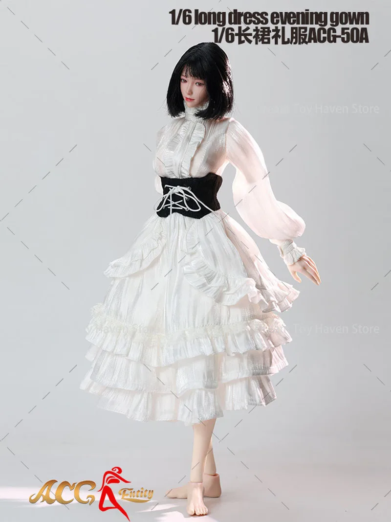 

ACG-50 Платье-футляр в готическом стиле для женской фигурки 1/6, темно-черное с красными элементами, аксессуары для 12-дюймовых кукол-фигурок