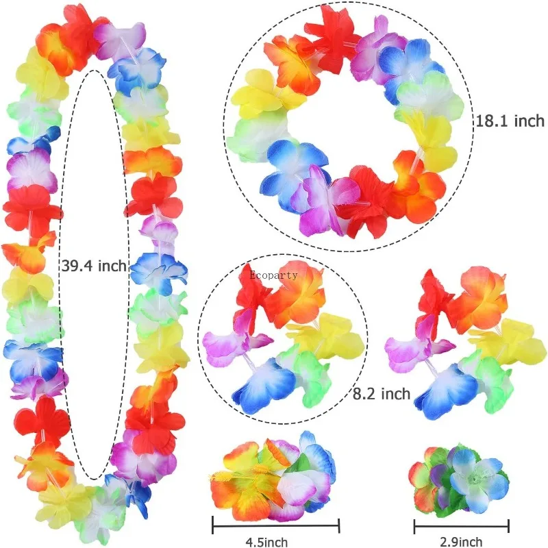 Elcoho 8 قطع تنورة العشب النظارات الشمسية Leis قلادة سوار مجموعة Luau زينة للأطفال والكبار مجموعة أزياء الهالوين
