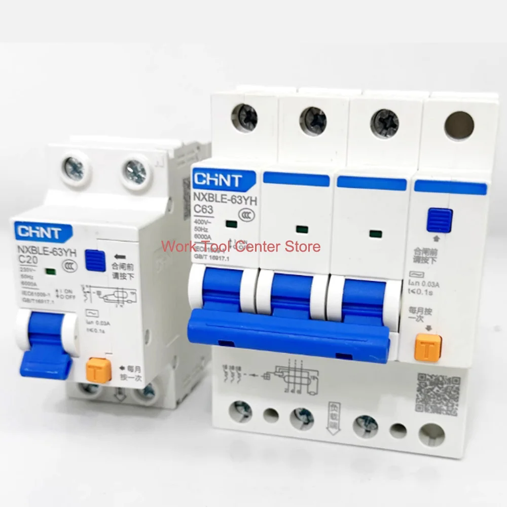 Original RCCB Circuit Breaker NXBLE-63YH C6A-63A Smart Home Products Chint Leakage Switch Voltage And Current Protection Relay