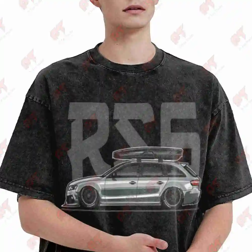RS6 Avant Touring Mode White Vintage Washed Tee Pure Cotton T-Shirt