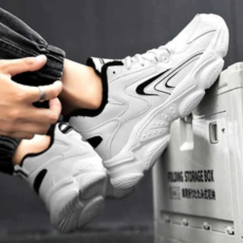 

Мужская дышащая противоскользящая обувь для бега на флисовой подкладке для бега, модная спортивная повседневная клейкая резиновая подошва