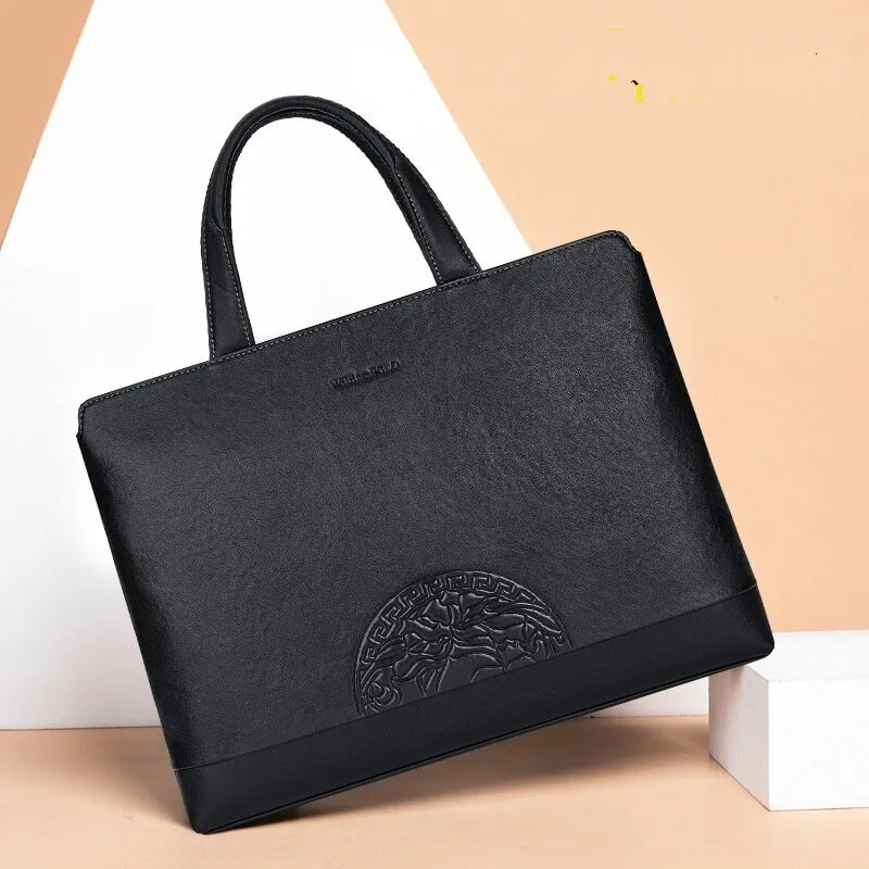 Genuine Briefcase messenger bag men leather Business Casual Handbag Fashion Men's Cowhide Laptop luxury brand brief case