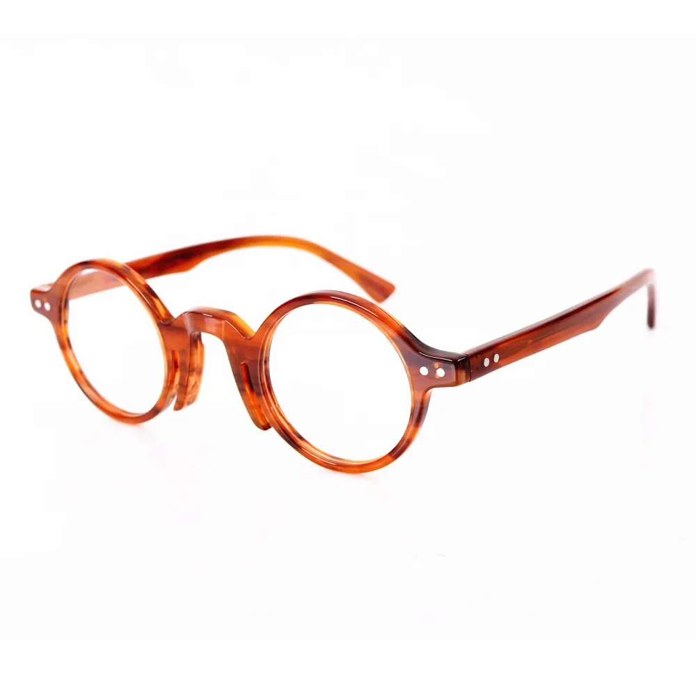 

Small Vintage Round 40mm Hand Made Men Women Full Rim Eyeglass Frame Myopia Rx Able Glasses