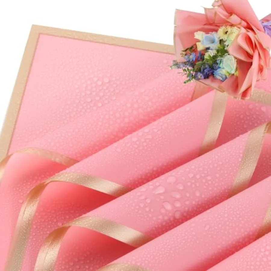 20 sheet Flower Wrapping Paper, waterproof floral wrapping paper for bouquets, DIY Florist Supplies Packaging Paper with satin