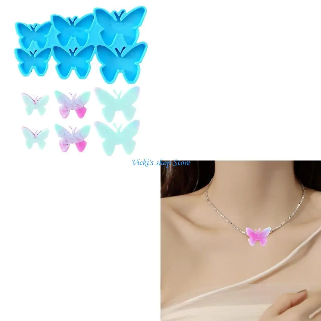 قالب سيليكون على شكل فراشة إبداعية لقلادة المجوهرات DIY صنع قالب سيليكون متعدد الاستخدامات لمشاريع DIY #1