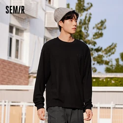 Semir Long Sleeve T-Shirt Men 2023 Winter New Refined Embroidery Simple and Stylish Pullover Top