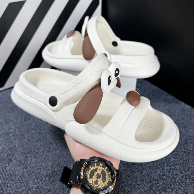 

Women Cute Cartoon Dog Sandals Non-slip Thick Sole Men Slippers Summer Breathable Outdoor Casual Soft EVA Slides Beach Shoes