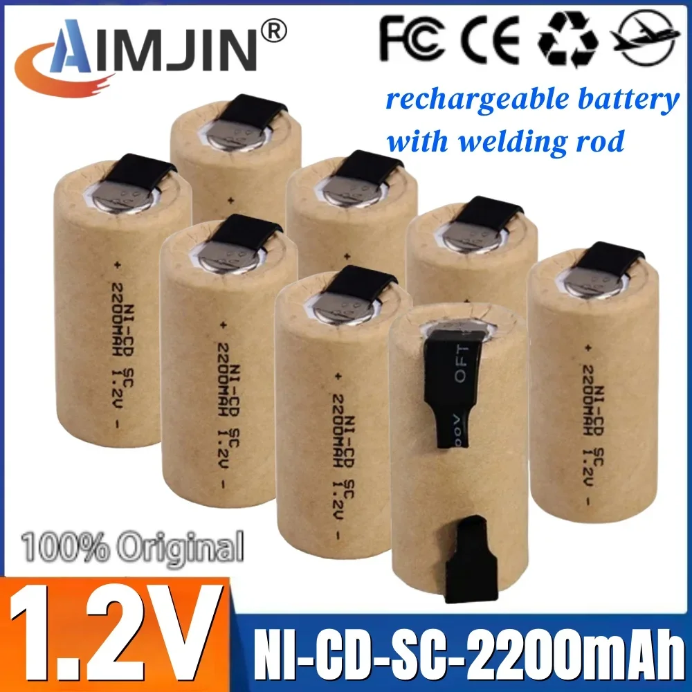 

2-50 Pcs New SC 1.2V 2200mah Sub C NI-CD Rechargeable Battery with Welding Tab Suitable for Electric Drill Screwdriver Battery