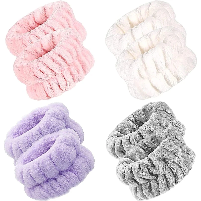 Wrist Washband Microfiber Wrist Wash Towel Band Wristband Scrunchies for Wash Face Absorbent Wrist Sweatband Women Girl Headband