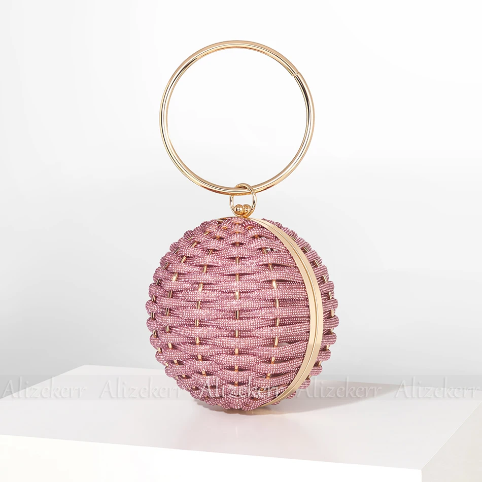 Imagem -03 - Alizekerr-round Rhinestone Evening Clutch Bags para Mulheres Circular Ball Shaped Bolsas de Diamante Tecido Bolsas para Casamento Boutique