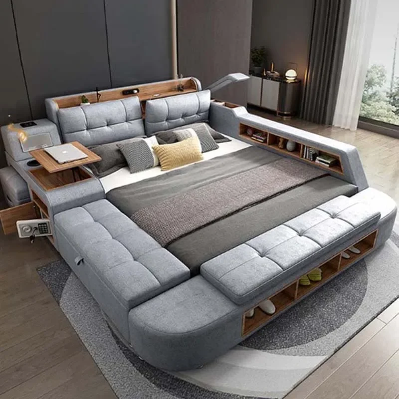 

Pretty Adjustable Bed Projector Bluetooth Charge Adjustable Massage Bed Comferter Modern Wood Lozko Wielofunkcyjne Bedroom Set