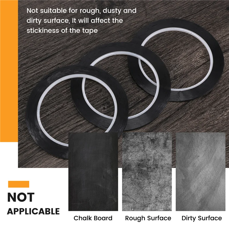 EDT-16 個ホワイトボードグラフィックチャートテープ、ドライイレースボードアートテープ、薄い黒グリッドグラフィックテープ、3 ミリメートル幅、光沢のある黒