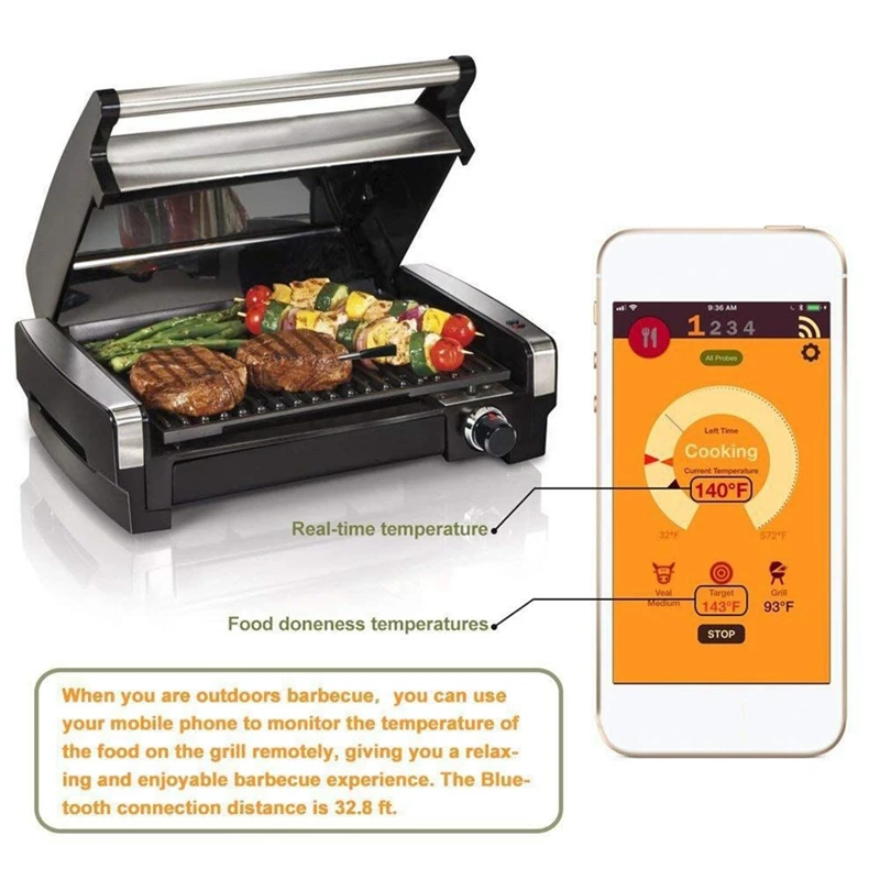 Meat Food Thermometer Wireless Digital Bluetooth Barbecue Accessories Kit For Oven BBQ Kitchen Cooking