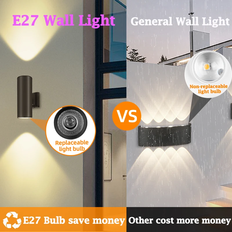 Imagem -03 - Impermeável ao ar Livre Led Wall Light Lâmpadas Substituíveis Lâmpada Interior Varanda Jardim Stair Iluminação