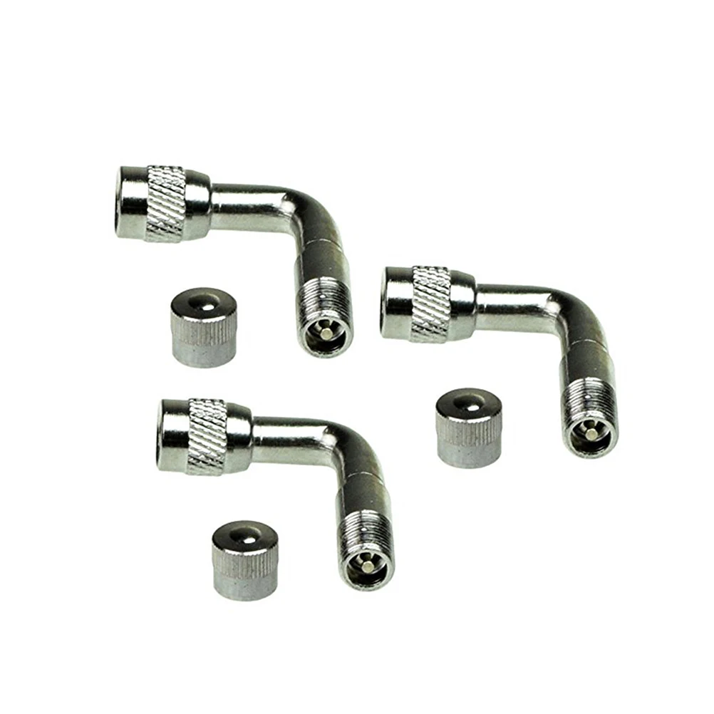 

4pcs 90 Degree Brass Air Tyre Stem Extension Adapter For Car Truck Motorcycle Valve 45 Degree Metal Dust Cap Included