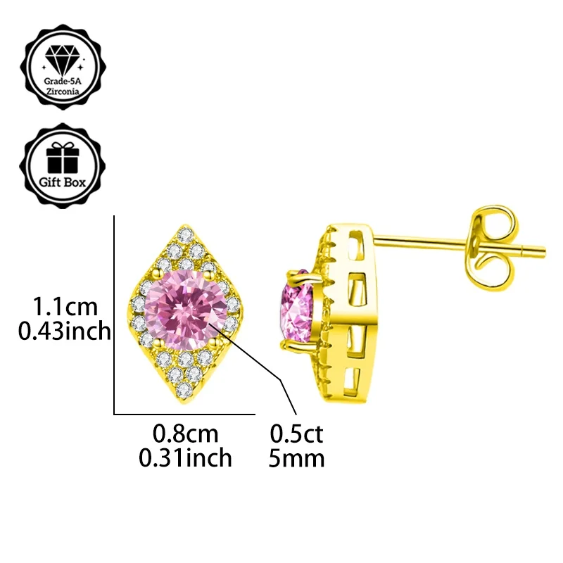 

LAMVOICE Earrings for women,earrings with 925 sterling silver needles, tud earrings, 1 carat zirconia needles , christmas gift