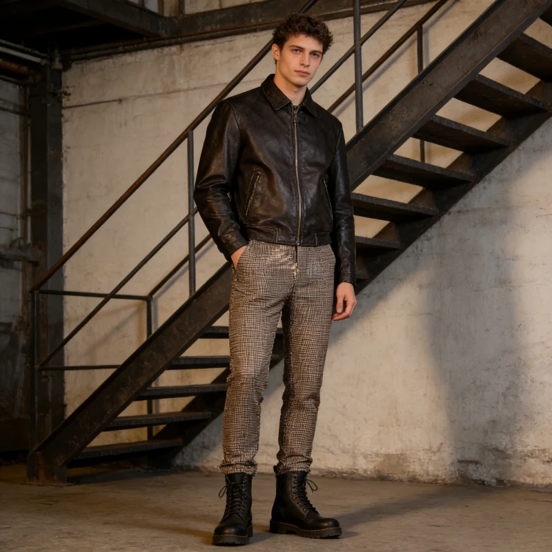 Suit Pants Men Suits Blazer Ankle Length Pencil Pants Mid Waist Slim Zipper Fly Spring 2026 Skinny Spliced Pub High Street