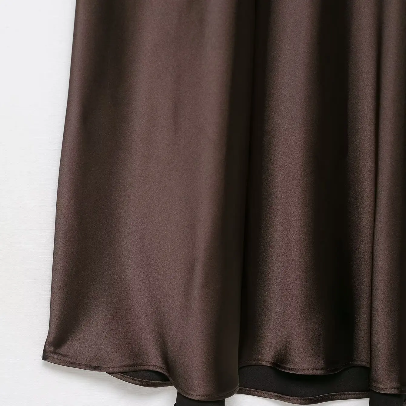 JNLEAOG Autumn New Women's Midi Dr Silk Satin Texture Pleated Skirt H Version Polyester Fiber Casual Sle No Sve