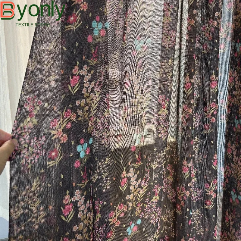 New French Retro Printing Lace Window Screen Curtains for Living Room Bedroom French Window Customized Finished Balcony