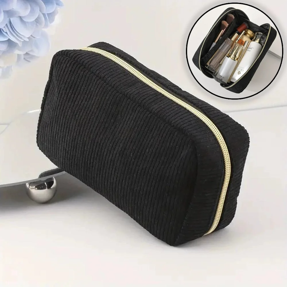 Large Capacity Women'S Cosmetic Bags Cases Corduroy Casual Ladies Small Storage Bag With Zipper Female Travel Bag Small Handbags