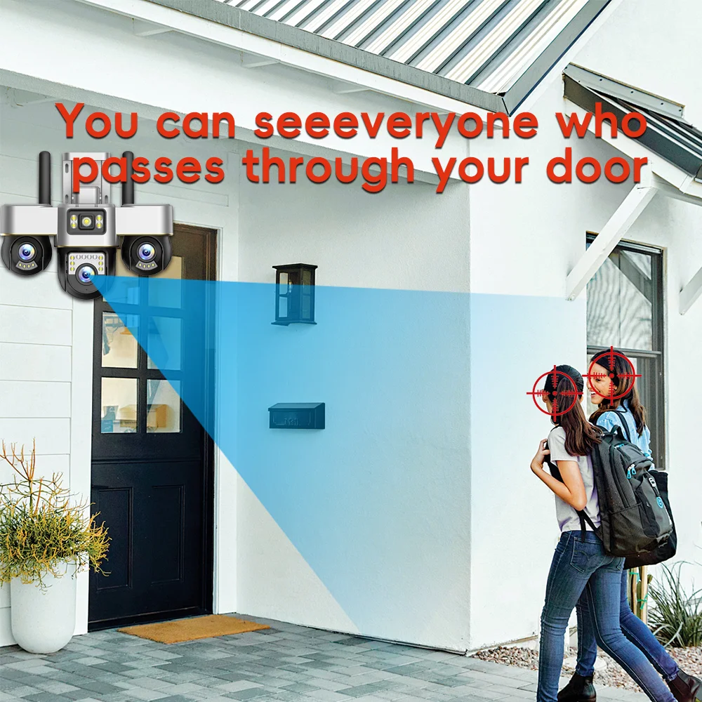 ثلاثة شاشة ثلاثة عدسة PTZs 15MP WIFI IP كاميرا تتبع السيارات للرؤية الليلية في الهواء الطلق مقاوم للماء CCTV كاميرا فيديو الأمن V380 Pro