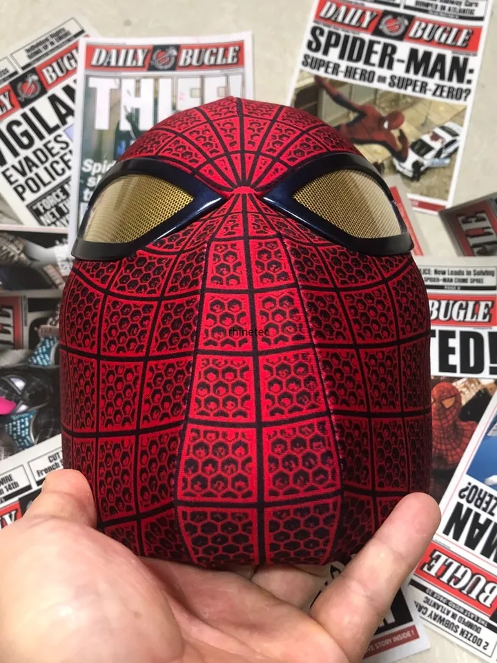 アメイジングスパイダーマン コスプレマスク シェルク付き ブラック アメイジング スパイダーマン マスク、フェイスシェルと