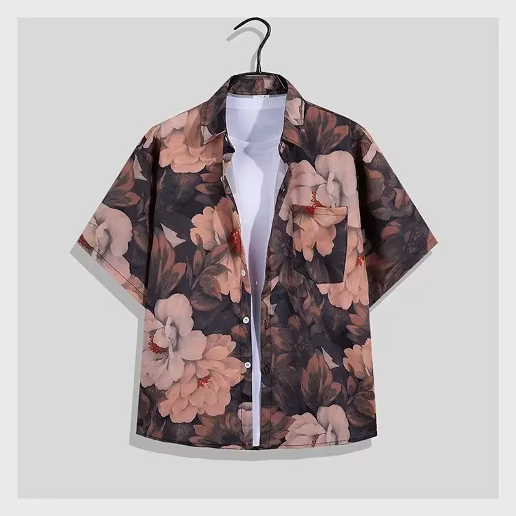 Summer New Hawaii Tracksuit Men's 2 Piece ​Short Sleeve Beach Shirts Shorts Sets Men's Vacation Suit Loose T shirts Man Clothing view 5