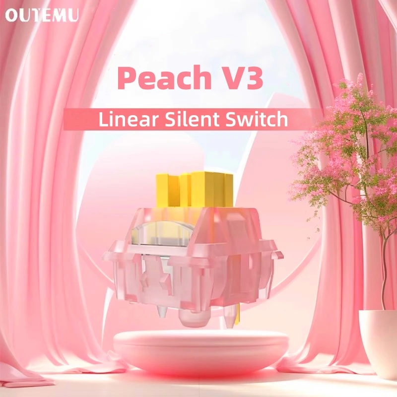 Outemu พีช V3 Linear Silent Switch Pre Lubed POM Custom Switch 5Pin พร้อมคอลัมน์คู่มือแสงสําหรับ Hot Swap แป้นพิมพ์เครื่องกล