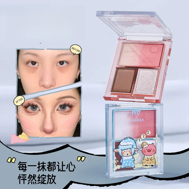 Multi Use Matte Pearlescent Integrated Palette Blush Eyeshadow Highlight Contouring Face Cheek แต่งหน้าน่ารัก