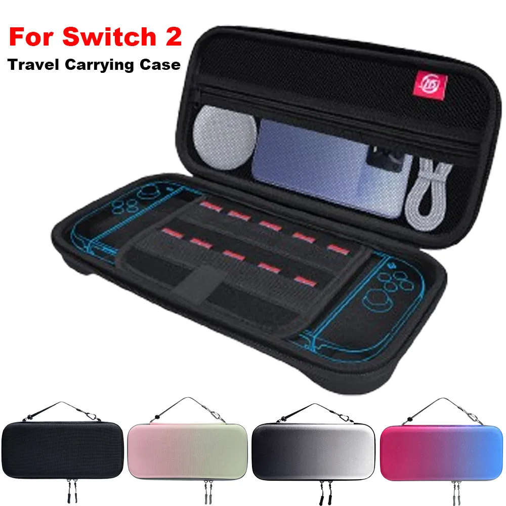 حقيبة حمل للسفر متوافقة مع وحدة تحكم الألعاب Switch 2، حقيبة تخزين صلبة محمولة لملحقات ألعاب Switch2
