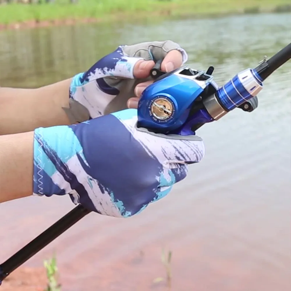1 Pair Durable Half Finger Fishing Gloves Microfiber Palms Breathable Fisherman Gloves Quick-Dry Cycling Gloves For Men