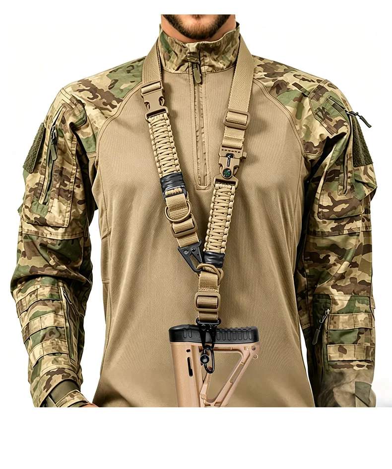 American Style Woven Double Point Carry Lanyard Snap Hook Multifunctional Outdoor Emergency Survival Strap with Compass Emergenc