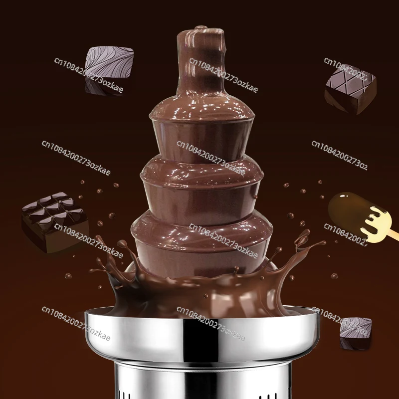 4-Layer Stainless Steel Chocolate Fountain Driving Machine Wedding Hall Commercial Full-Automatic Chocolate Spray Tower