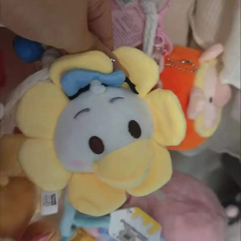 디즈니 귀여운 꽃 도널드 덕 부드러운 인형 키체인 백팩 장식 차량용 장식 소녀 크리스마스 선물