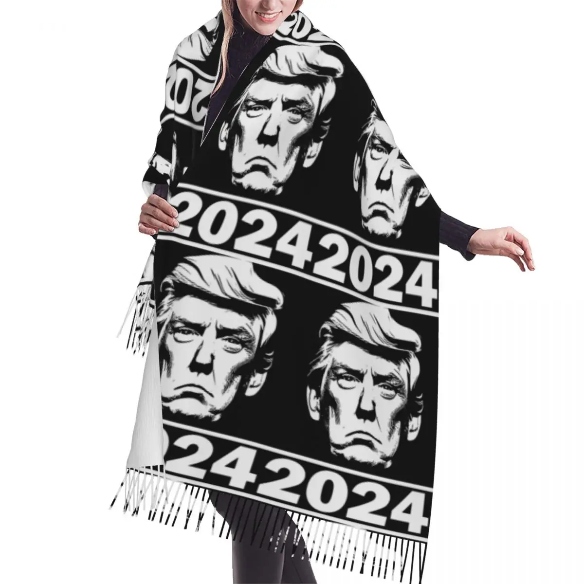 Customized Printed Trump 2024 US Scarf Men Women Winter Warm Scarves Shawl Wrap