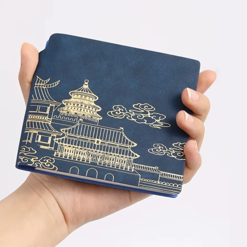 PU Pocket Square Notebook 105x105mm Square Travel Stamp Journal Compact Pocket-friendly 200 Sheets Pages Pocket Diary Daily Use
