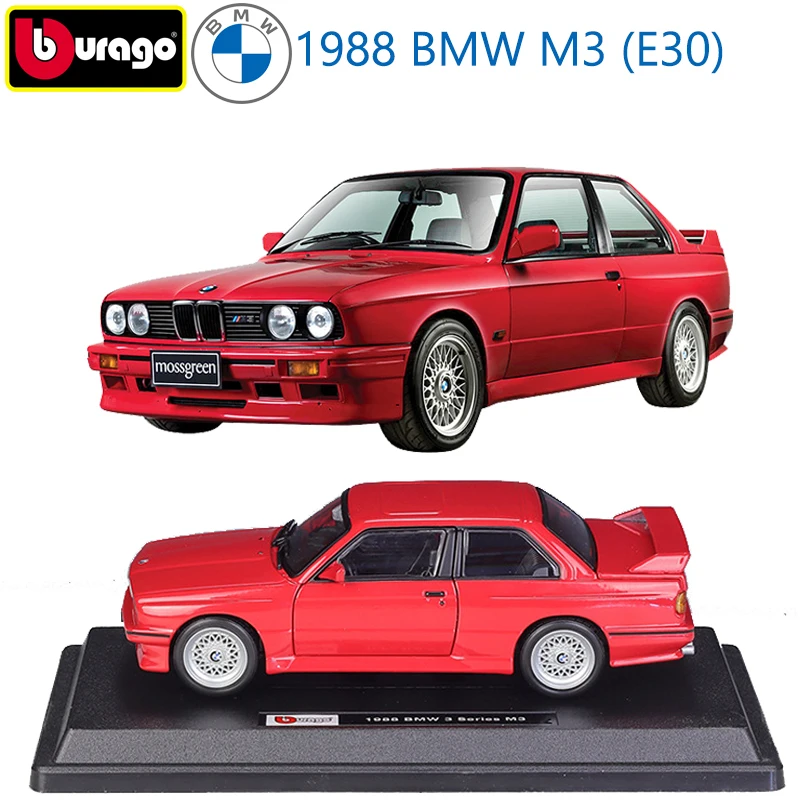 Bburago 1998 BMW M3 (E30) Sports Cars Model 1:24 Scale Alloy Static Die Cast Vehicles Collectible Model Car Toys For Adults