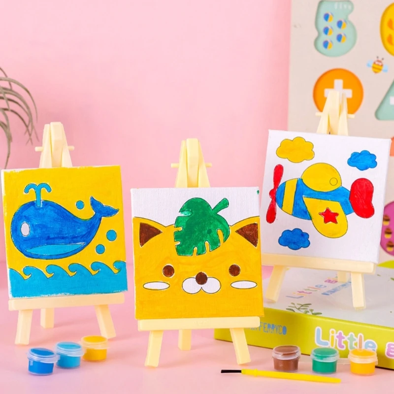 Set di pittura fai da te per bambini pittura a olio regalo a tema cartone animato per bambini E65D