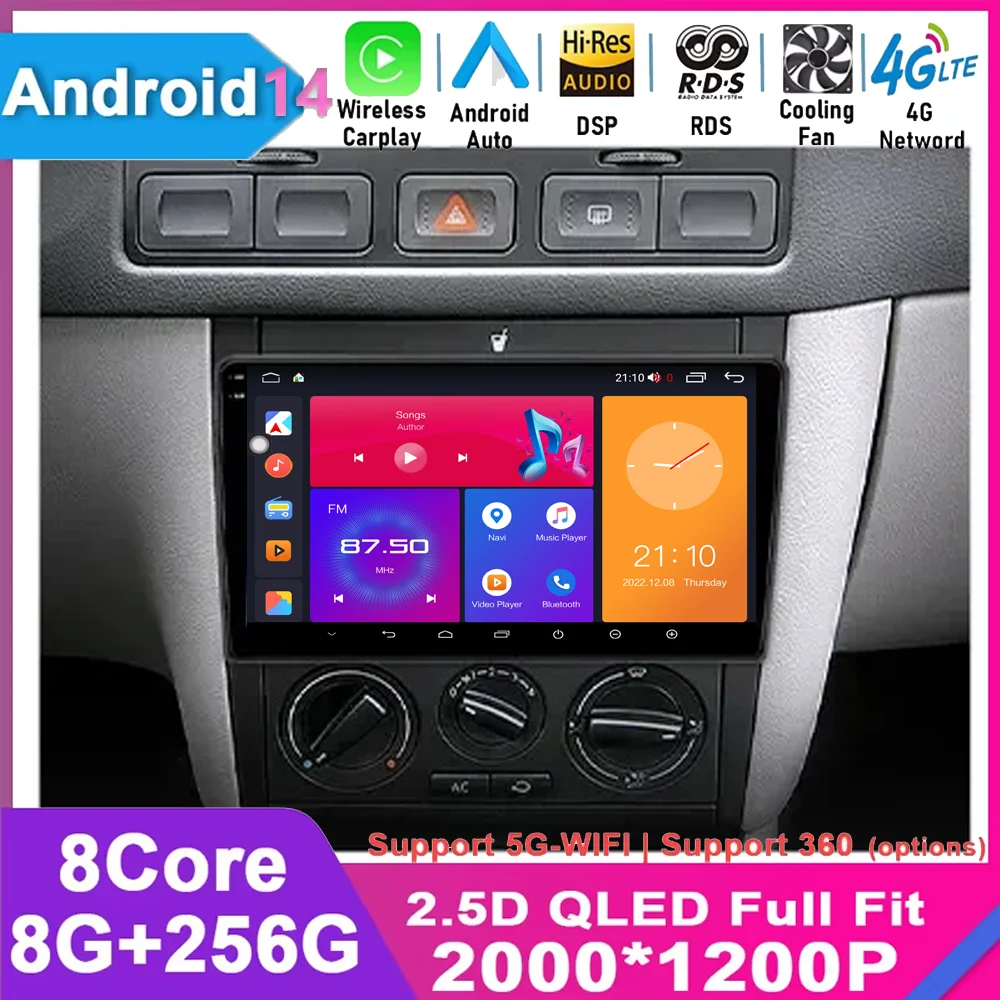

For Volkswagen VW Golf 4 IV Jetta MK4 Classics Car Radio Android 14 Multimedia Player Carplay GPS Android Auto Stereo DSP 2 Din