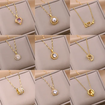 Colliers de luxe en cristal de Zircon pour femmes, en acier inoxydable, mode coréenne, doux et Sexy, chaîne de clavicule, bijoux, nouvelle collection