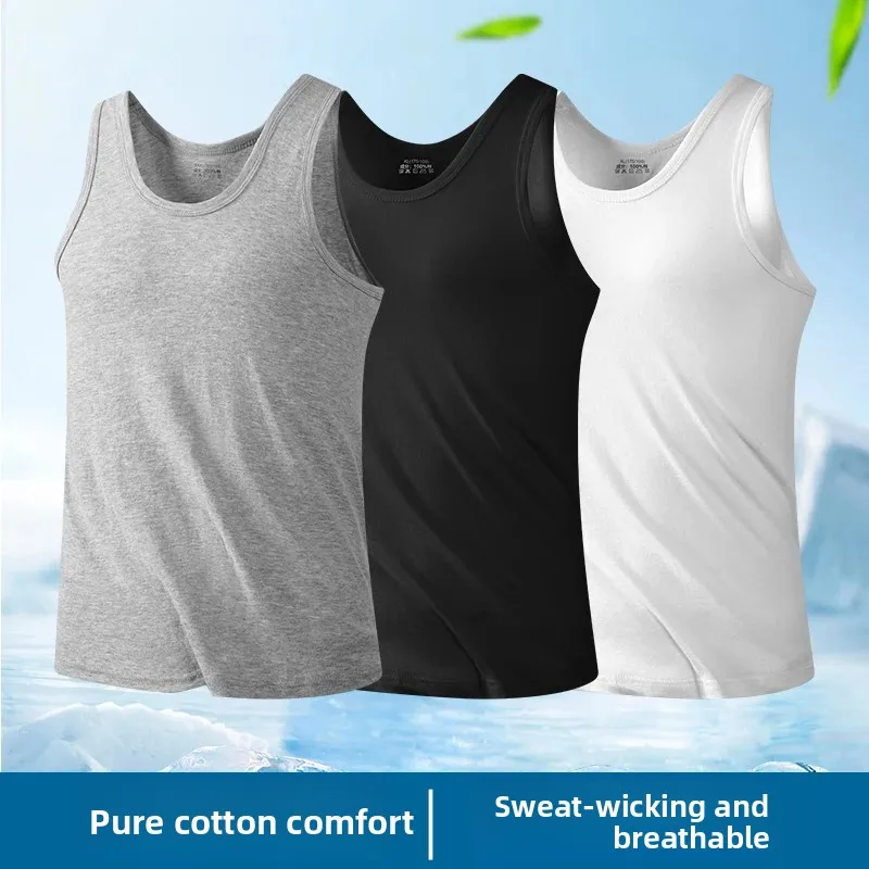 

Comfortable Solid Color Tops Male Breathable Versatile Jogging Tees Men New Summer Fitness Tank Tops Male Casual Business Loose