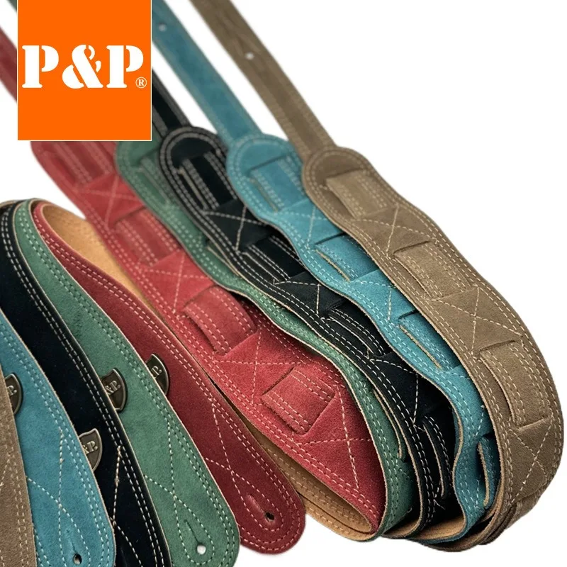 Guitar Strap Leather Folk Factory Frosted Leather Retro Red Retro Green Retro Blue Coffee Black