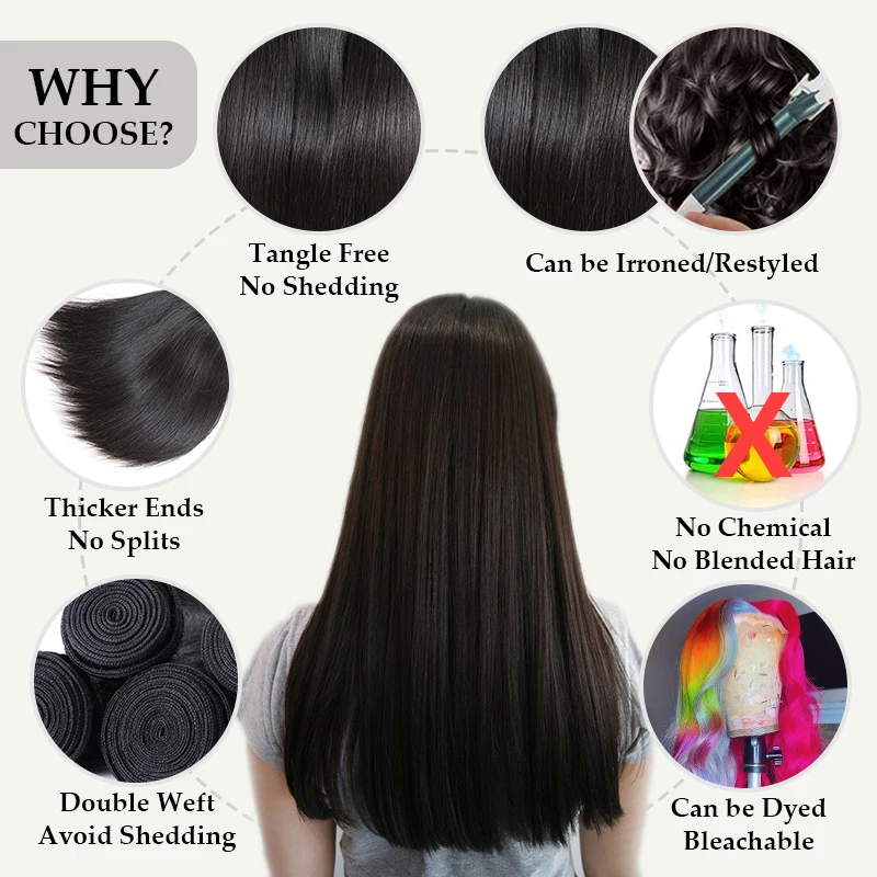 حزم الشعر البشري مستقيم البرازيلي عذراء الشعر البشري حزمة للنساء 100% جودة عالية وصلة إطالة شعر طبيعي اللون الطبيعي