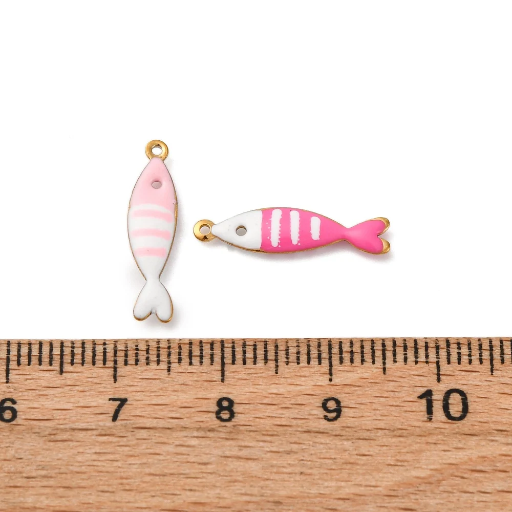 PandaHall 50 Stück 304 Edelstahl-Anhänger in Fischform, gemischte Farben, für Schmuck-DIY-Anhänger für Meerespartys – Detail 2