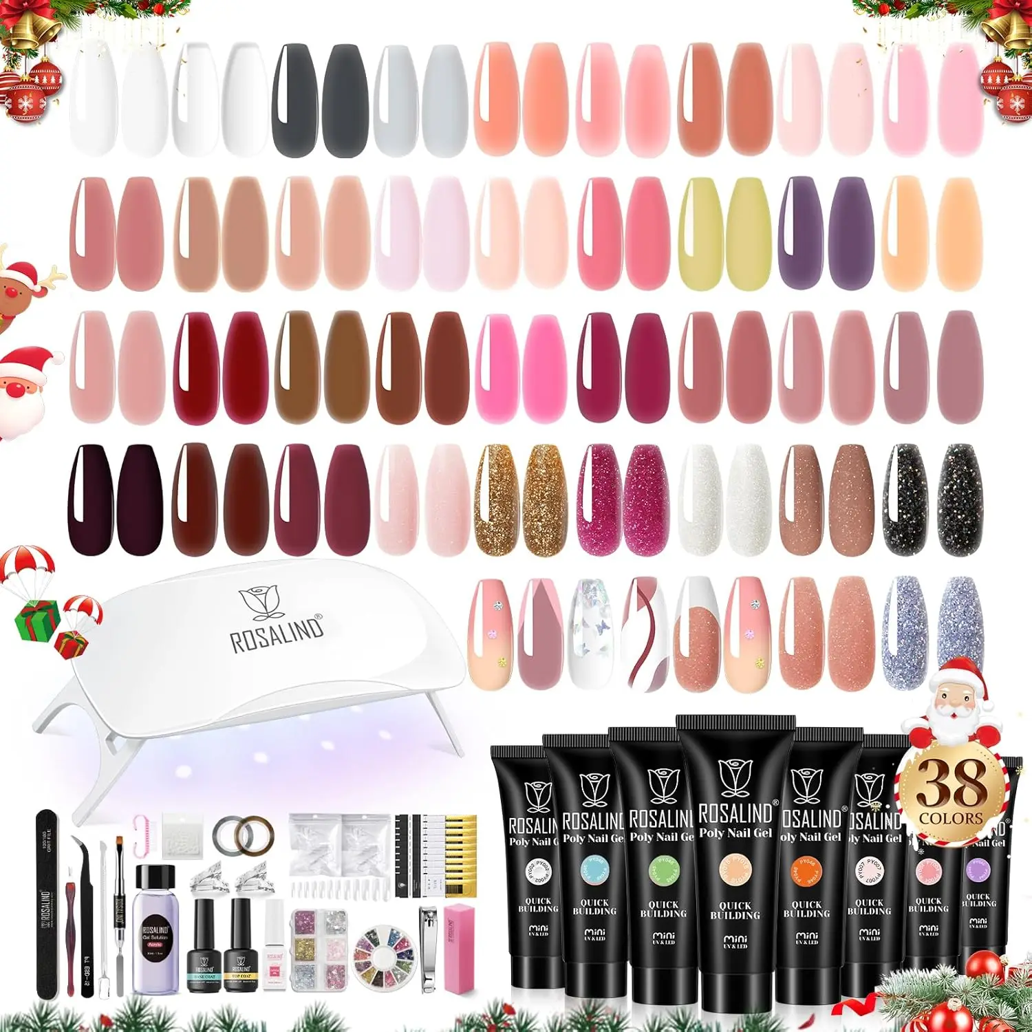 

Complete Poly Gel Nail Kit with 38 Colors, UV Lamp & Accessories for Beginners - DIY Salon at Home