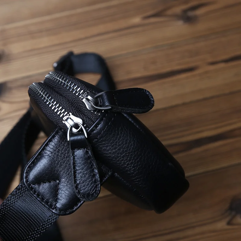 NZPJ Herren-Brusttasche aus echtem Leder, Umhängetasche aus natürlichem Rindsleder, lässige Umhängetasche, sportliche multifunktionale Handy-Hüfttasche – Detail 10