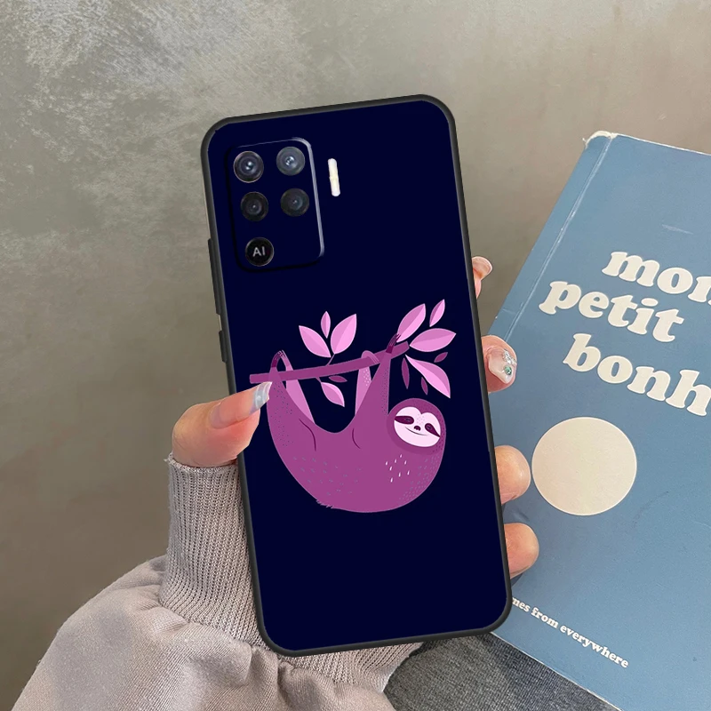 Funda de diseño divertido con perezoso de Yoga para Oppo A98 A78 A79 A18 A38 A58 A40 A60 A80 A16 A76 A96 A15 A74 A94 A54 A17 A77