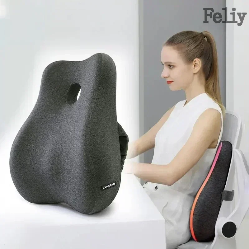 Memory Foam Car Seat Support Waist Cushion Massage Lumbar Orthopedic Pillow Office Chair Buttock Cushion Pain Relief Pillow Sets