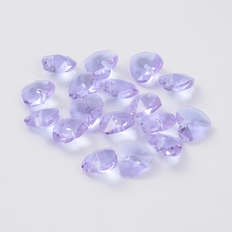 Breloques en Verre à Facettes en Forme de Cœur, Trou de 1mm, 20 Pièces, Idées Romantiques de Saint-Valentin, CAN ac 10x10x5mm